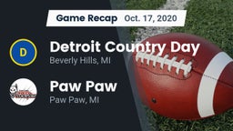 Recap: Detroit Country Day  vs. Paw Paw  2020