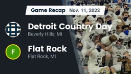 Recap: Detroit Country Day  vs. Flat Rock  2022