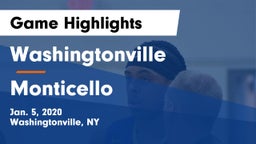 Washingtonville  vs Monticello  Game Highlights - Jan. 5, 2020