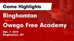Binghamton  vs Owego Free Academy  Game Highlights - Dec. 7, 2019