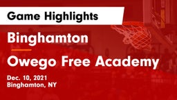 Binghamton  vs Owego Free Academy  Game Highlights - Dec. 10, 2021
