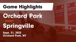 Orchard Park  vs Springville Game Highlights - Sept. 21, 2022