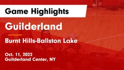 Guilderland  vs Burnt Hills-Ballston Lake  Game Highlights - Oct. 11, 2022