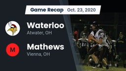 Recap: Waterloo  vs. Mathews  2020
