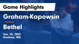 Graham-Kapowsin  vs Bethel  Game Highlights - Jan. 25, 2023