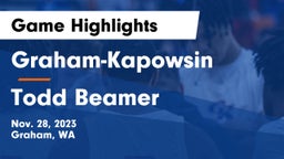 Graham-Kapowsin  vs Todd Beamer  Game Highlights - Nov. 28, 2023