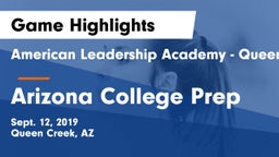 American Leadership Academy - Queen Creek vs Arizona College Prep Game Highlights - Sept. 12, 2019