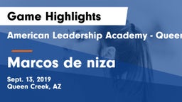 American Leadership Academy - Queen Creek vs Marcos de niza Game Highlights - Sept. 13, 2019