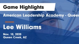 American Leadership Academy - Queen Creek vs Lee Williams  Game Highlights - Nov. 10, 2020