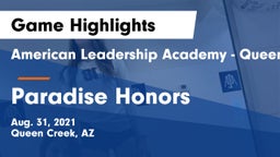 American Leadership Academy - Queen Creek vs Paradise Honors  Game Highlights - Aug. 31, 2021