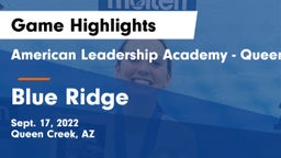 American Leadership Academy - Queen Creek vs Blue Ridge  Game Highlights - Sept. 17, 2022