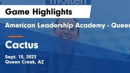 American Leadership Academy - Queen Creek vs Cactus  Game Highlights - Sept. 15, 2022