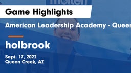 American Leadership Academy - Queen Creek vs holbrook Game Highlights - Sept. 17, 2022