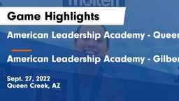 American Leadership Academy - Queen Creek vs American Leadership Academy - Gilbert  Game Highlights - Sept. 27, 2022