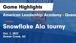 American Leadership Academy - Queen Creek vs Snowflake Ala tourny Game Highlights - Oct. 1, 2022