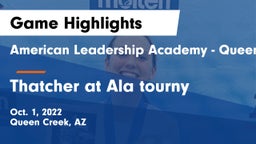 American Leadership Academy - Queen Creek vs Thatcher at Ala tourny Game Highlights - Oct. 1, 2022