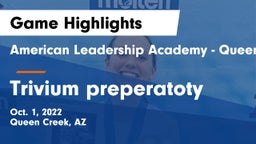 American Leadership Academy - Queen Creek vs Trivium preperatoty Game Highlights - Oct. 1, 2022