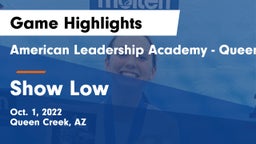 American Leadership Academy - Queen Creek vs Show Low  Game Highlights - Oct. 1, 2022