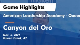 American Leadership Academy - Queen Creek vs Canyon del Oro  Game Highlights - Nov. 3, 2022