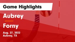 Aubrey  vs Forny Game Highlights - Aug. 27, 2022