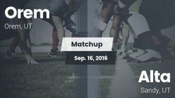 Matchup: Orem vs. Alta  2016