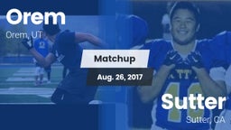 Matchup: Orem vs. Sutter  2017