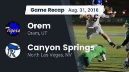 Recap: Orem  vs. Canyon Springs  2018