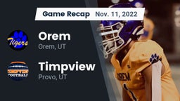 Recap: Orem  vs. Timpview  2022