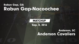 Matchup: Rabun Gap-Nacoochee vs. Anderson Cavaliers  2016