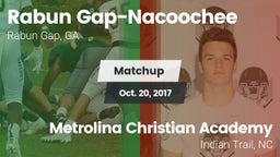 Matchup: Rabun Gap-Nacoochee vs. Metrolina Christian Academy  2017