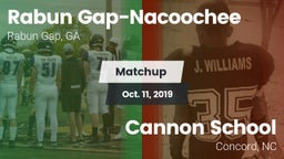 Matchup: Rabun Gap-Nacoochee vs. Cannon School 2019