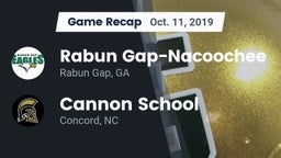 Recap: Rabun Gap-Nacoochee  vs. Cannon School 2019