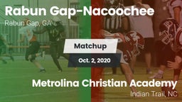 Matchup: Rabun Gap-Nacoochee vs. Metrolina Christian Academy  2020
