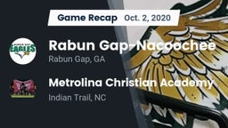 Recap: Rabun Gap-Nacoochee  vs. Metrolina Christian Academy  2020