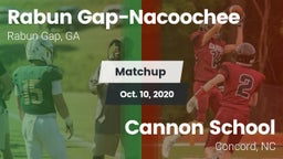 Matchup: Rabun Gap-Nacoochee vs. Cannon School 2020