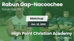 Matchup: Rabun Gap-Nacoochee vs. High Point Christian Academy  2020