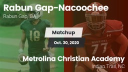 Matchup: Rabun Gap-Nacoochee vs. Metrolina Christian Academy  2020