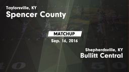Matchup: Spencer County vs. Bullitt Central  2016