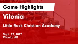 Vilonia  vs Little Rock Christian Academy  Game Highlights - Sept. 22, 2022