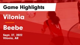 Vilonia  vs Beebe Game Highlights - Sept. 27, 2022