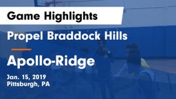 Propel Braddock Hills  vs Apollo-Ridge  Game Highlights - Jan. 15, 2019
