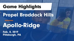 Propel Braddock Hills  vs Apollo-Ridge  Game Highlights - Feb. 8, 2019