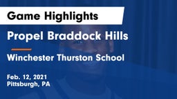 Propel Braddock Hills  vs Winchester Thurston School Game Highlights - Feb. 12, 2021