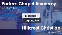 Matchup: Porter's Chapel Acad vs. Hillcrest Christian  2020
