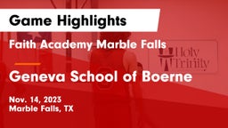 Faith Academy Marble Falls vs Geneva School of Boerne Game Highlights - Nov. 14, 2023