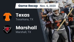 Recap: Texas  vs. Marshall  2020