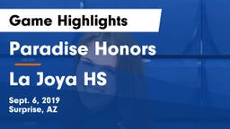 Paradise Honors  vs La Joya HS  Game Highlights - Sept. 6, 2019