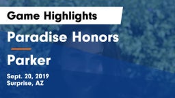 Paradise Honors  vs Parker  Game Highlights - Sept. 20, 2019