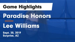 Paradise Honors  vs Lee Williams  Game Highlights - Sept. 20, 2019