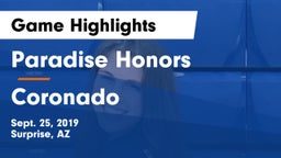 Paradise Honors  vs Coronado  Game Highlights - Sept. 25, 2019